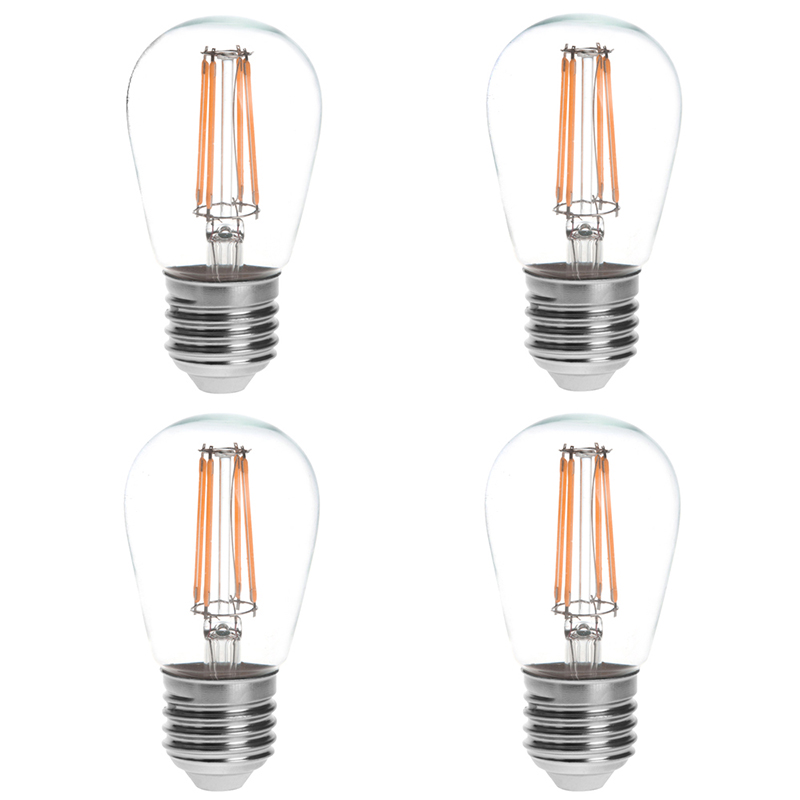S14 E26/E27 Base 4W LED Vintage Antique Filament Light Bulb, 40W Equivalent, 4-Pack, AC100-130V or 220-240V